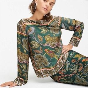 J. Crew | Rare Ornate Jungle Print Boat Neck Top | Small